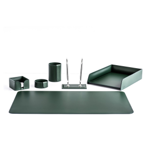 Настольный набор "Business Cuoietto" зеленый, 6 предметов Настольный набор "Business Cuoietto" зеленый, 6 предметов