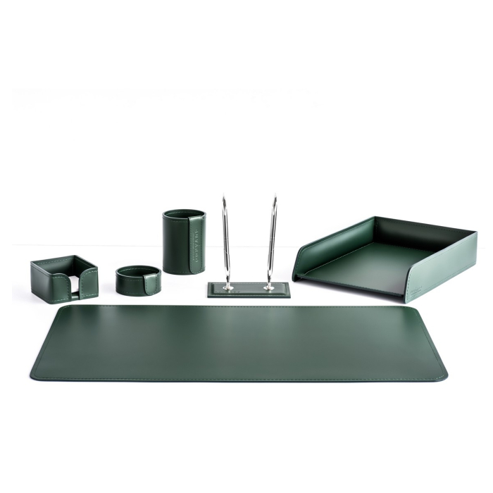 Настольный набор "Business Cuoietto" зеленый, 6 предметов Настольный набор "Business Cuoietto" зеленый, 6 предметов