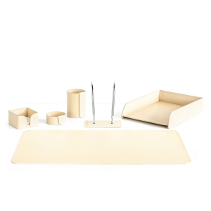 Настольный набор "Business Cuoietto" слоновая кость, 6 предметов Настольный набор "Business Cuoietto" слоновая кость, 6 предметов