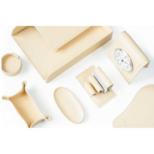 Настольный набор "Business Cuoietto" слоновая кость, 6 предметов Настольный набор "Business Cuoietto" слоновая кость, 6 предметов