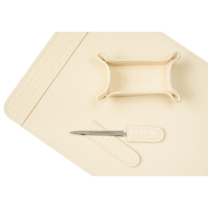 Настольный набор "Business Cuoietto" Treccia/слоновая кость, 6 предметов Настольный набор "Business Cuoietto" Treccia/слоновая кость, 6 предметов