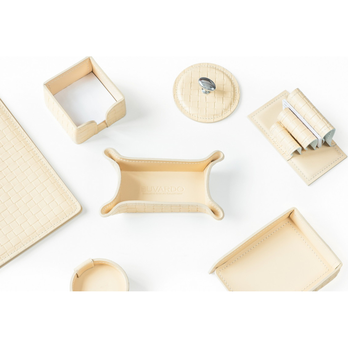 Настольный набор "Business Cuoietto" Treccia/слоновая кость, 6 предметов Настольный набор "Business Cuoietto" Treccia/слоновая кость, 6 предметов