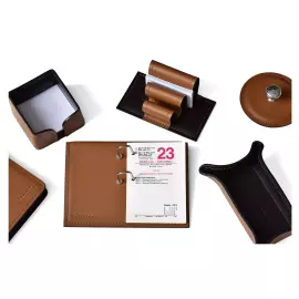 Настольный набор "Business Cuoietto" табак/шоколад, 6 предметов