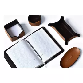 Настольный набор "Business Cuoietto" табак/шоколад, 6 предметов