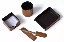 Настольный набор "Business Cuoietto" табак/шоколад, 6 предметов