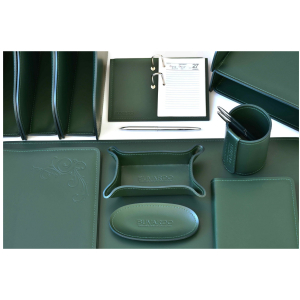 Настольный набор "Business Cuoietto" зеленый, 6 предметов Настольный набор "Business Cuoietto" зеленый, 6 предметов