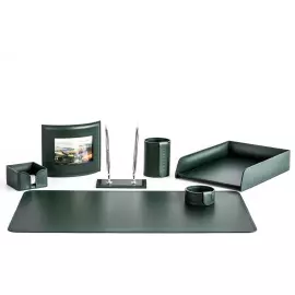 Настольный набор "Business Cuoietto" зеленый, 7 предметов