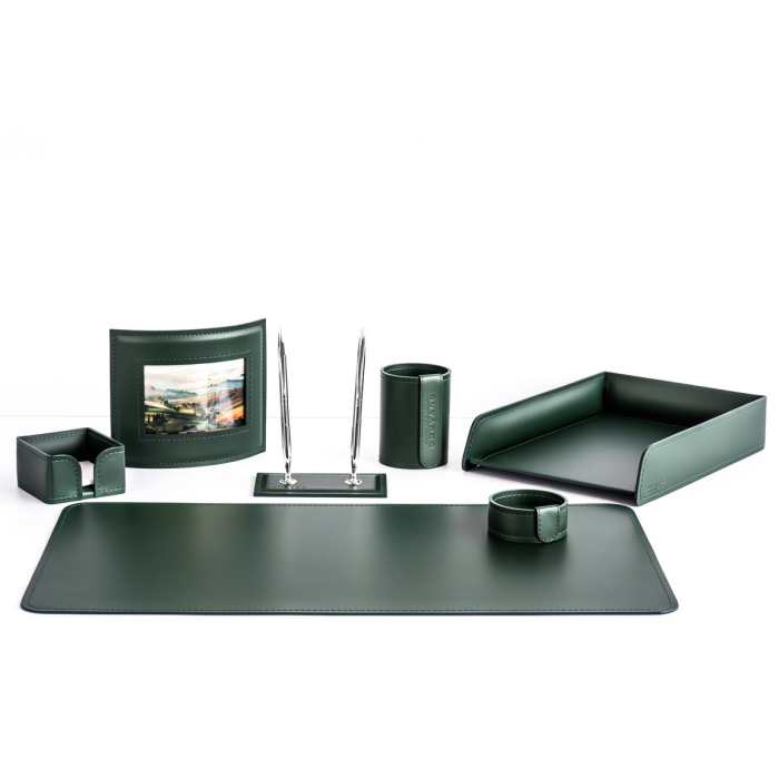 Настольный набор "Business Cuoietto" зеленый, 7 предметов