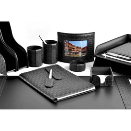 Настольный набор "Business Cuoietto" treccia черный, 7 предметов