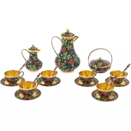 Сервиз кофейный серебряный "Ягодный" на 6 персон