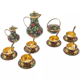 Сервиз кофейный серебряный "Ягодный" на 6 персон