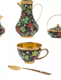 Сервиз кофейный серебряный "Ягодный" на 6 персон