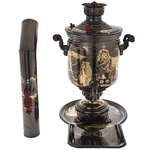 Combined samovar "Lions" with pipe and tray, black