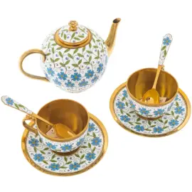 Серебряный чайный набор "Ситец" на 2 персоны Серебряный чайный набор "Ситец" на 2 персоны