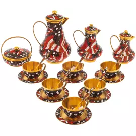 Кофейный сервиз серебряный "Птица" на 6 персон