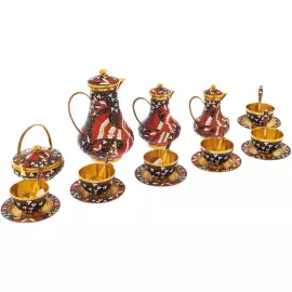 Кофейный сервиз серебряный "Птица" на 6 персон