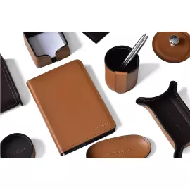 Настольный набор "Business Cuoietto"  табак/шоколад, 9 предметов