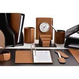Настольный набор "Business Cuoietto"  табак/шоколад, 10 предметов