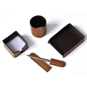 Настольный набор "Business Cuoietto"  табак/шоколад, 10 предметов