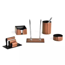 Настольный набор "Business Cuoietto"  табак/шоколад, 5 предметов