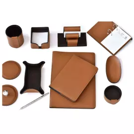 Настольный набор "Business Cuoietto"  табак/шоколад, 5 предметов