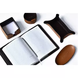 Настольный набор "Business Cuoietto"  табак/шоколад, 8 предметов