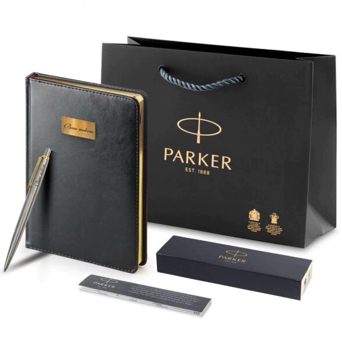 Engraved set: diary and ballpoint pen "Jotter Essential" St. Steel GT M