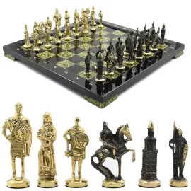 Шахматы из змеевика и бронзы "Русь"