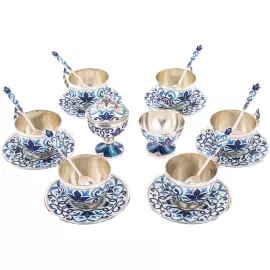 Сервиз чайный серебряный "Расписной" на 6 персон