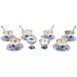 Сервиз чайный серебряный "Расписной" на 6 персон