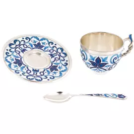 Сервиз чайный серебряный "Расписной" на 6 персон