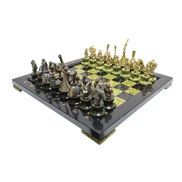 Chess made of serpentine and dolerite "Russian style"