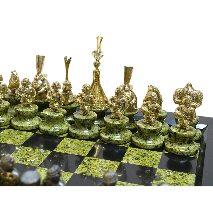 Chess made of serpentine and dolerite "Russian style"