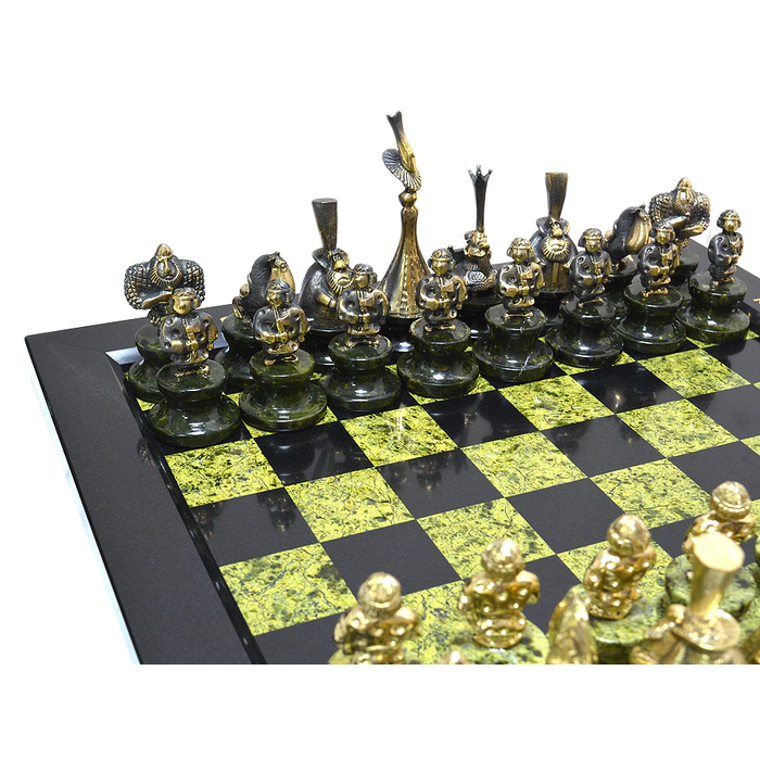 Chess made of serpentine and dolerite "Russian style"