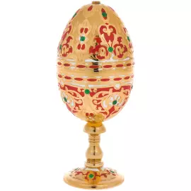 Яйцо-трансформер на ножке с алпанитами и красной эмалью, Златоуст