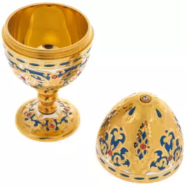 Яйцо-трансформер на ножке с алпанитами и синей эмалью, Златоуст