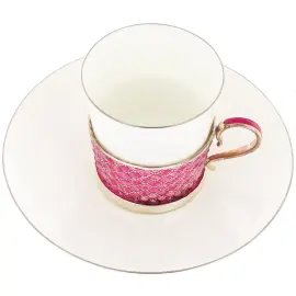 Набор кофейный из серебра и меди с фианитом, лиловый Набор кофейный из серебра и меди с фианитом, лиловый