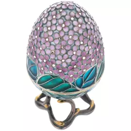 Яйцо-шкатулка серебряная "Сирень фиолетовая" с фианитами