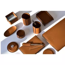 Настольный набор "Business Cuoietto" табак, 6  предметов