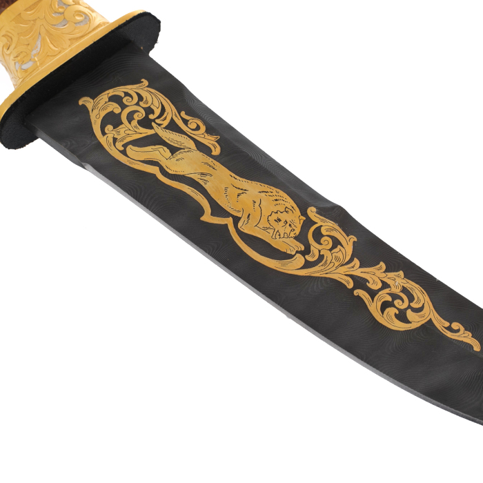 Knife "Wolf" with black damascus, Zlatoust