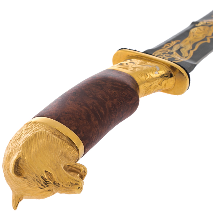 Knife "Wolf" with black damascus, Zlatoust
