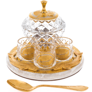 Caviar bowl with glasses "Bohemia" on a stone, Zlatoust