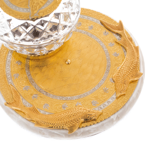 Caviar bowl with glasses "Bohemia" on a stone, Zlatoust