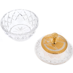 Caviar bowl with glasses "Bohemia" on a stone, Zlatoust