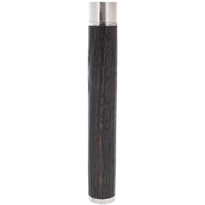 Cigar storage case made of stained oak, silver color