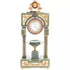 Exclusive jade table clock "Medusa Gorgon" with vase