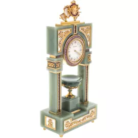 Exclusive jade table clock "Medusa Gorgon" with vase