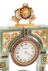 Exclusive jade table clock "Medusa Gorgon" with vase