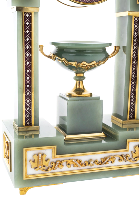 Exclusive jade table clock "Medusa Gorgon" with vase