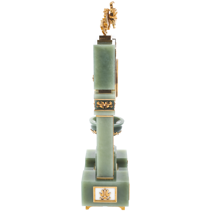 Exclusive jade table clock "Medusa Gorgon" with vase